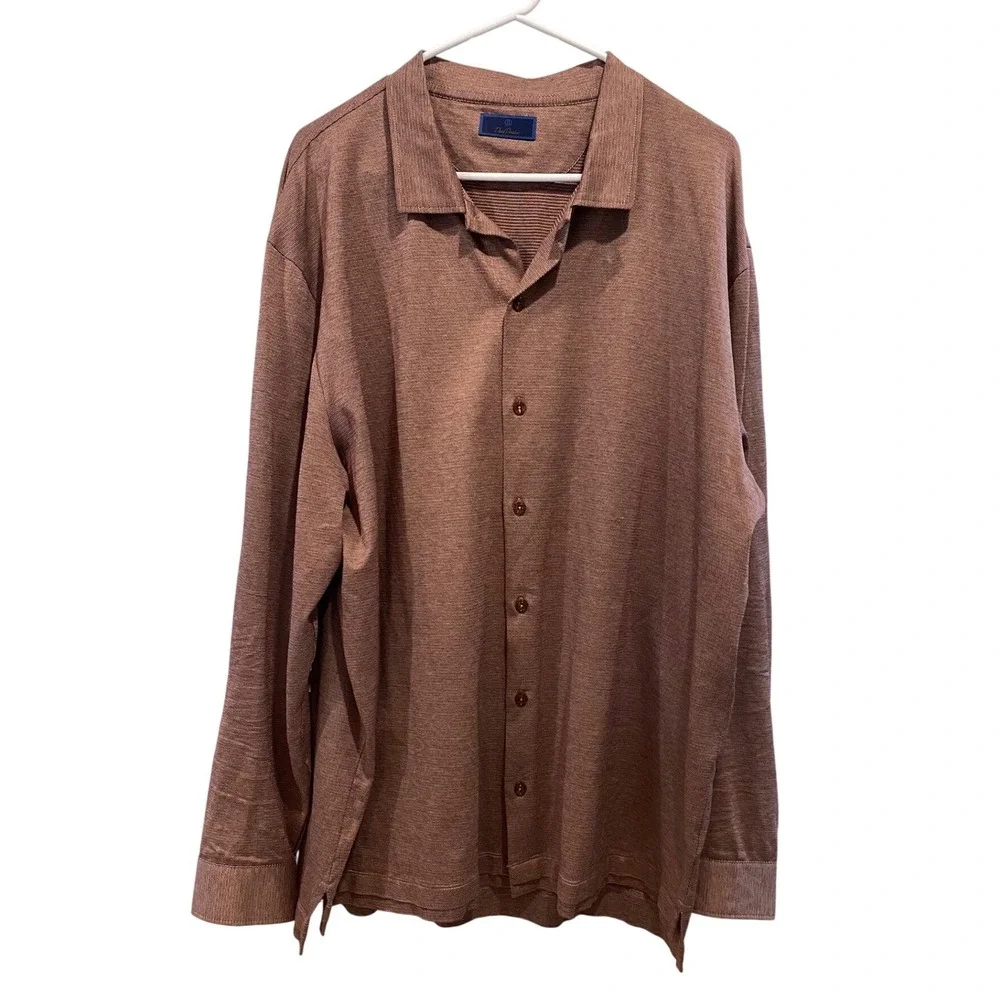 David Donahue Mens XXL Mercerized Cotton Long Sleeve Button Up Shirt‎ Rust Red
